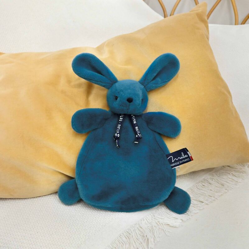  - lapin dorlotin fabriqué en france - bleu minéral 25 cm 